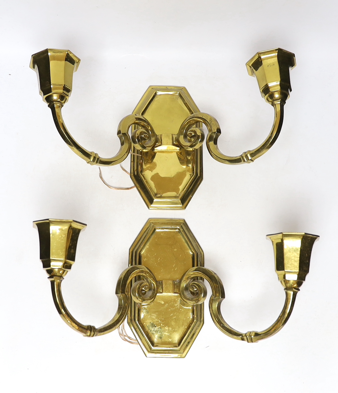 A pair early 20th century Dutch bronze wall sconces